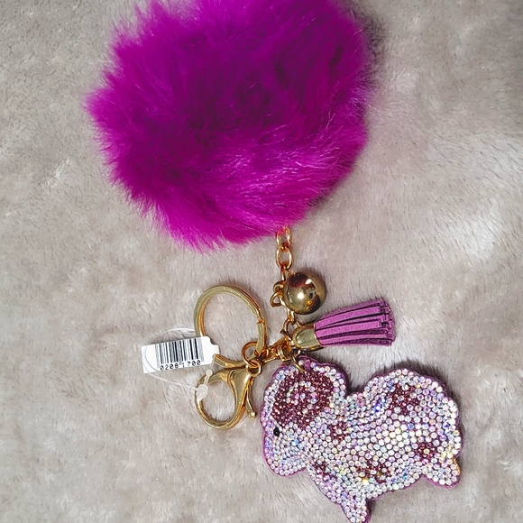 Cheep Faux Fur Ball Pom Pom Key Chain Bag Charm - Picture 1 of 3